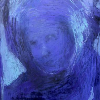 Sinisessä hiljaa/Silence in Blue, Pastelli, Pastel painting, 140 x 100 cm, Myyty, Sold