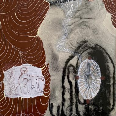 Such High Expecteions, akryyli ja hiili paperille, acrylics and charcoal on paper, 30 x 30 cm