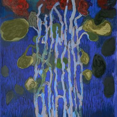 Thalia, pastelli ja akryyli kartongille, pastel and acrylics on paper, 100 x 70 cm