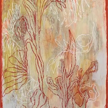 All is Well in Rupertsberg Garden, pastelli katongille, pastel on paper, 70 x 50 cm