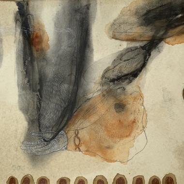 Ancesters, hiili ja akryyli paperille, charcoal and acrylics on paper, 30 x 40 cm