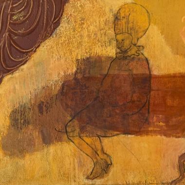 Meditation, pastelli ja akryyli kartongille, pastel and acrylics on paper, 30 x 35 cm