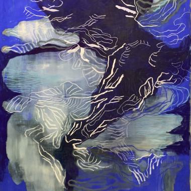 The Night is Blue, pastelli kartongille, pastel on paper, 140 x 100 cm
