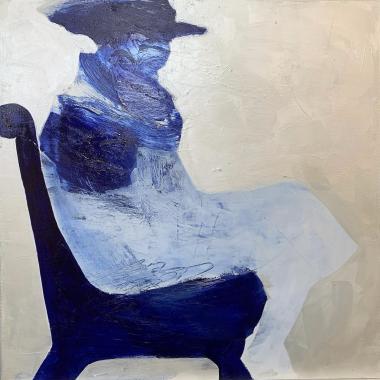 Indigo Incognito, akryyli kankaalle, acrylic on canvas, 100 x 100 cm, MYYTY, SOLD